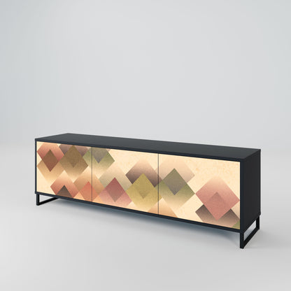 GEOMETRIC FUSION 3-Door TV Stand in Black Finish