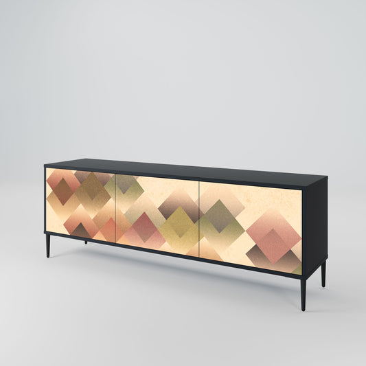 GEOMETRIC FUSION 3-Door TV Stand in Black Finish