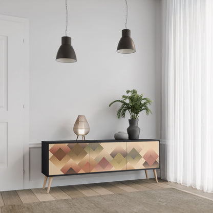 GEOMETRIC FUSION 3-Door TV Stand in Black Finish