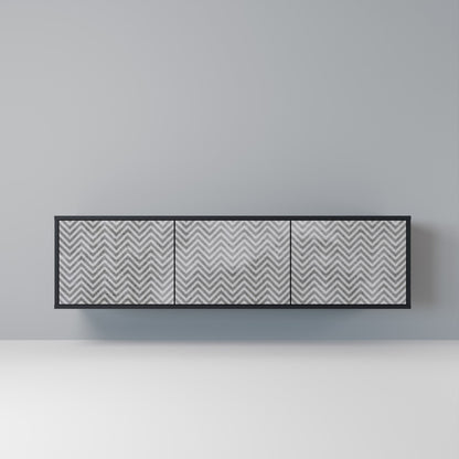 Mobile TV CONCRETE ZIG ZAG a 3 ante in finitura nera