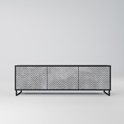 Mobile TV CONCRETE ZIG ZAG a 3 ante in finitura nera