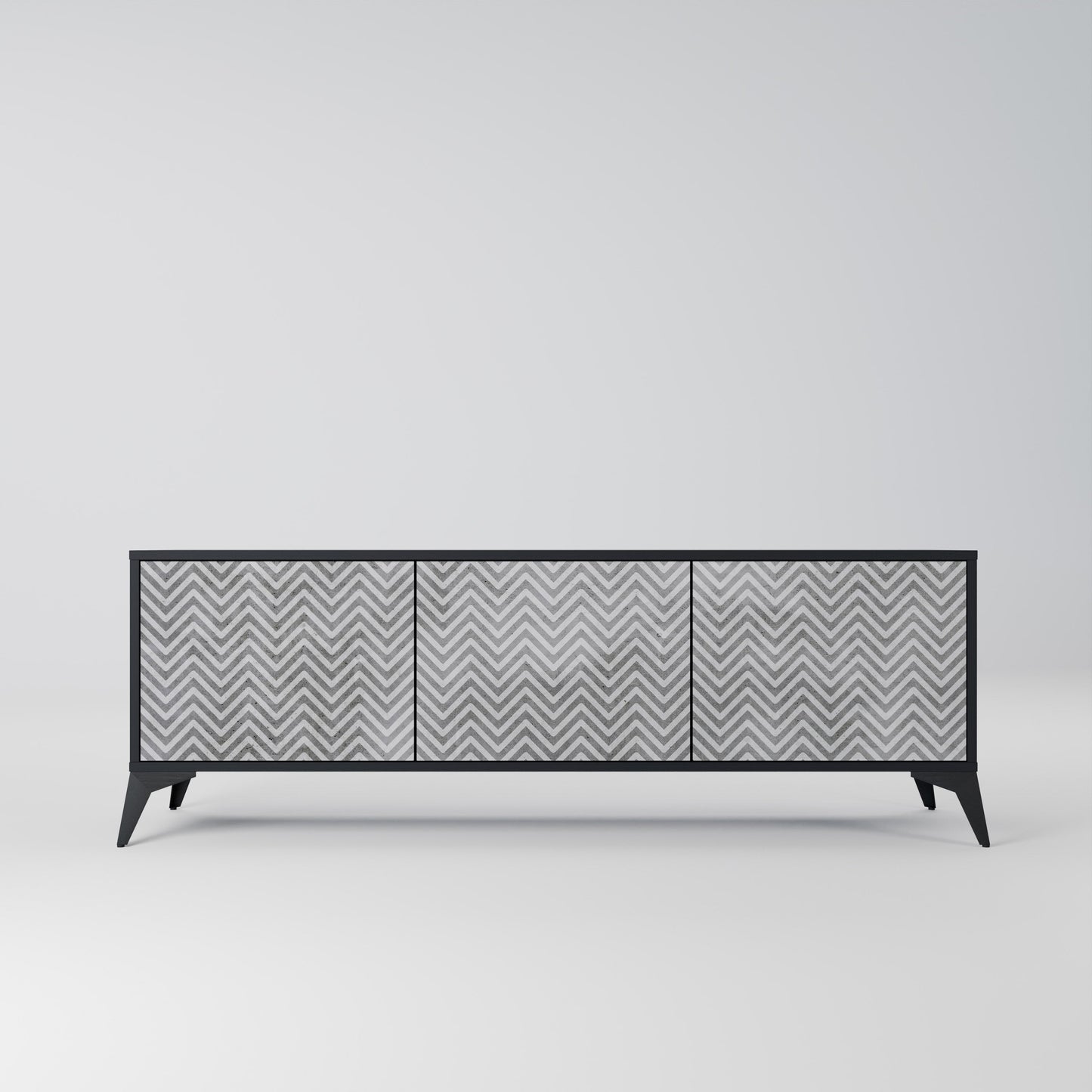 Mobile TV CONCRETE ZIG ZAG a 3 ante in finitura nera