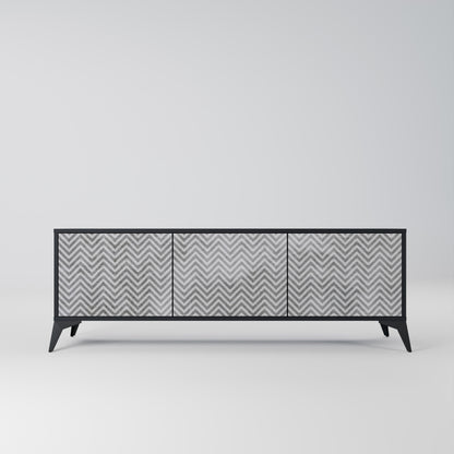 Mobile TV CONCRETE ZIG ZAG a 3 ante in finitura nera