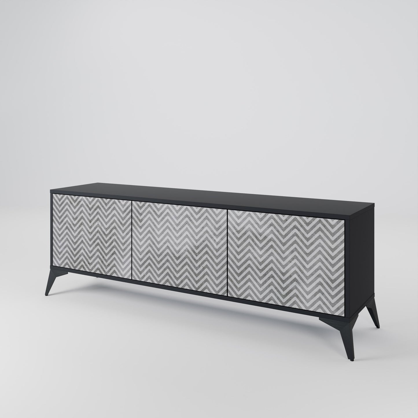 Mobile TV CONCRETE ZIG ZAG a 3 ante in finitura nera