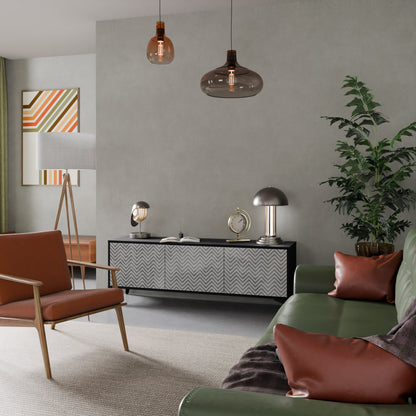 Mobile TV CONCRETE ZIG ZAG a 3 ante in finitura nera