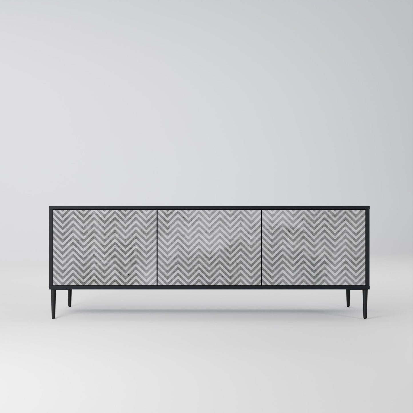 Mobile TV CONCRETE ZIG ZAG a 3 ante in finitura nera