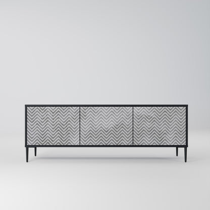 Mobile TV CONCRETE ZIG ZAG a 3 ante in finitura nera