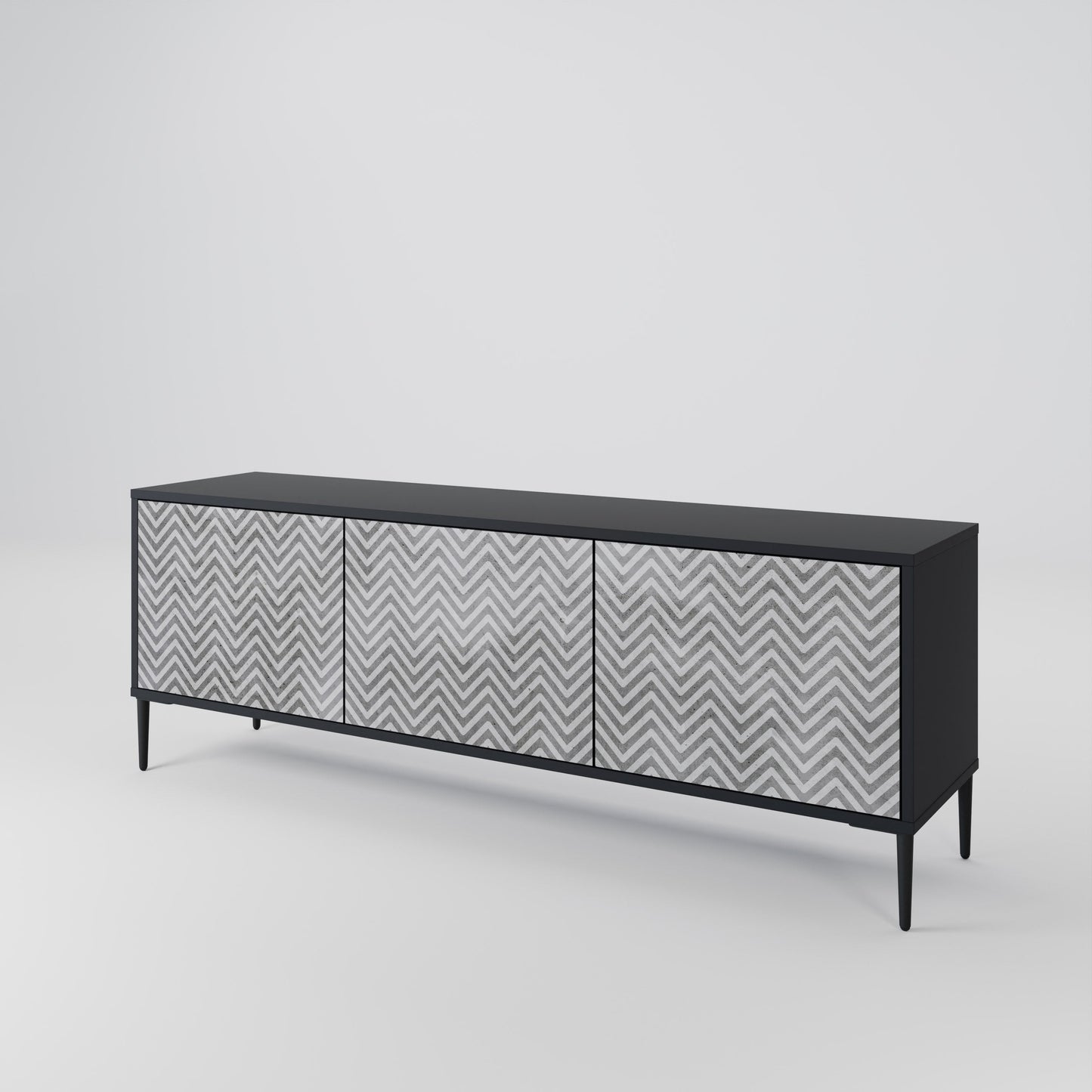 Mobile TV CONCRETE ZIG ZAG a 3 ante in finitura nera