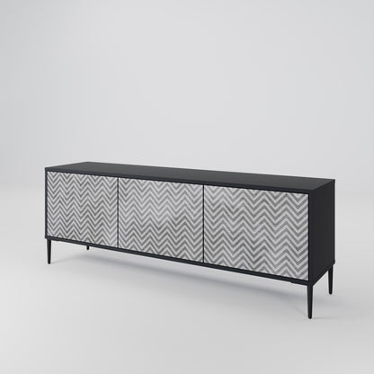 Mobile TV CONCRETE ZIG ZAG a 3 ante in finitura nera