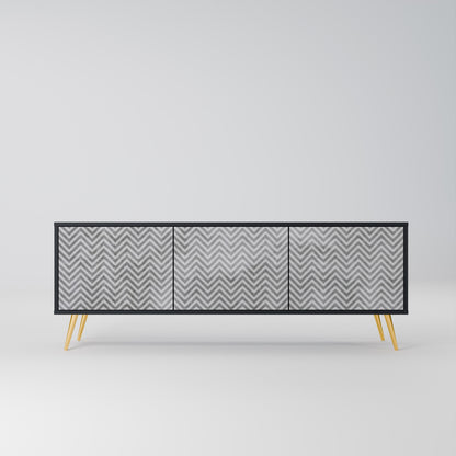 Mobile TV CONCRETE ZIG ZAG a 3 ante in finitura nera