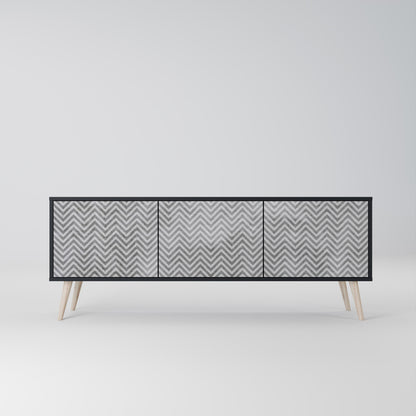 Mobile TV CONCRETE ZIG ZAG a 3 ante in finitura nera