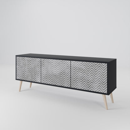 Mobile TV CONCRETE ZIG ZAG a 3 ante in finitura nera