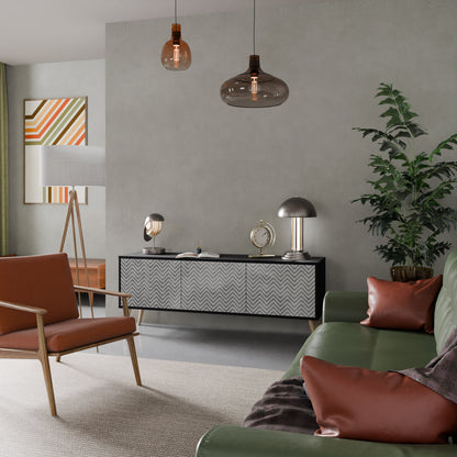 Mobile TV CONCRETE ZIG ZAG a 3 ante in finitura nera