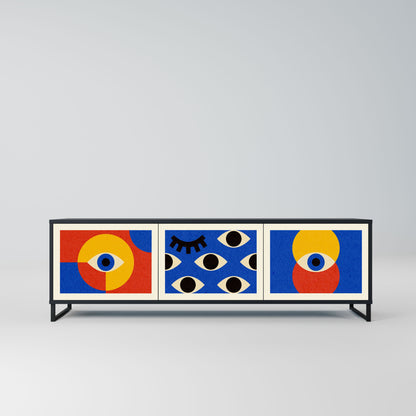 Mobile TV GEOMETRIC EYES a 3 ante in finitura nera