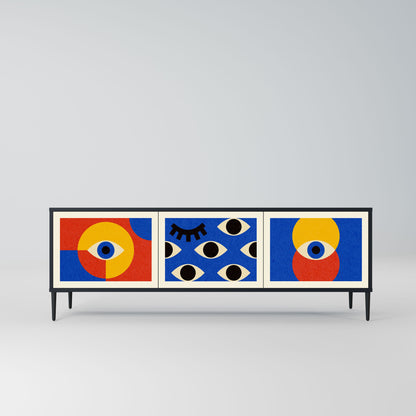 Mobile TV GEOMETRIC EYES a 3 ante in finitura nera