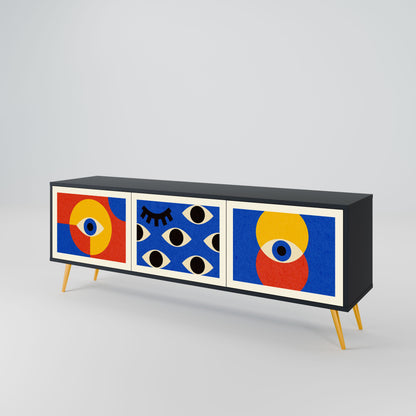Mobile TV GEOMETRIC EYES a 3 ante in finitura nera