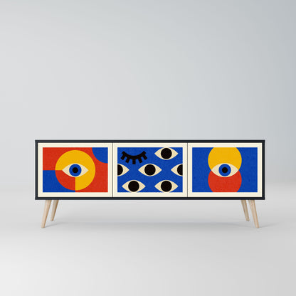 Mobile TV GEOMETRIC EYES a 3 ante in finitura nera