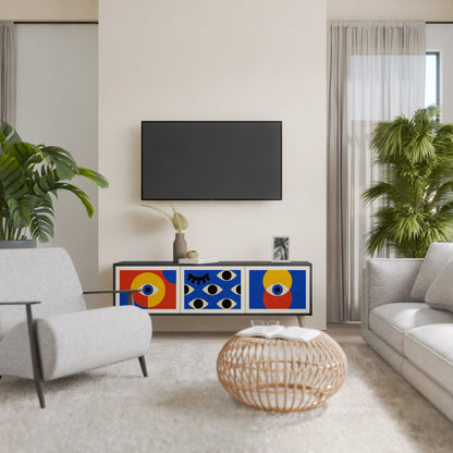 Mobile TV GEOMETRIC EYES a 3 ante in finitura nera