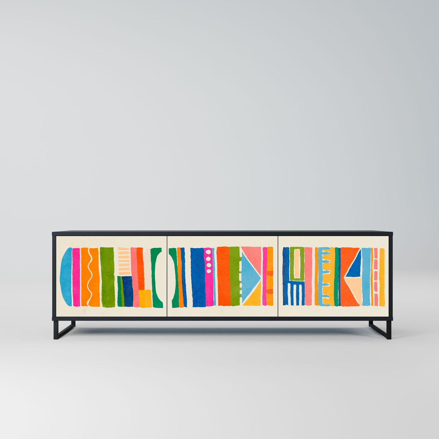 Mobile TV GEOMETRIC SHINE a 3 ante in finitura nera