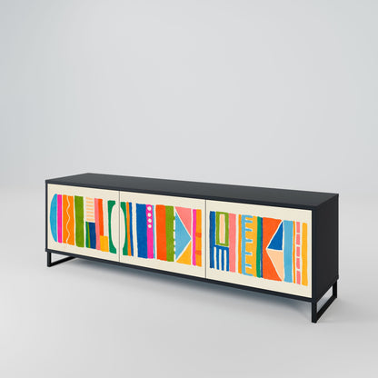 Mobile TV GEOMETRIC SHINE a 3 ante in finitura nera