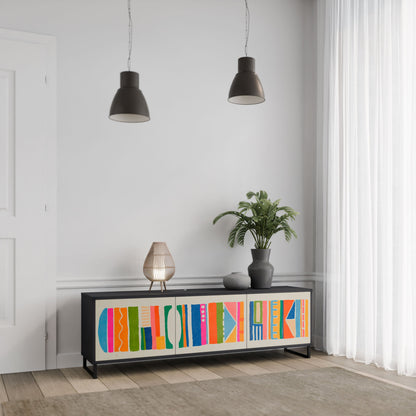 Mobile TV GEOMETRIC SHINE a 3 ante in finitura nera