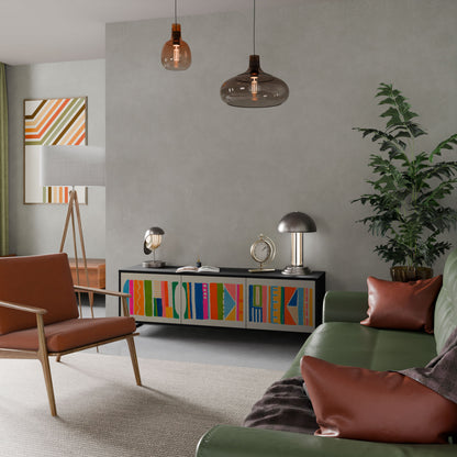 Mobile TV GEOMETRIC SHINE a 3 ante in finitura nera