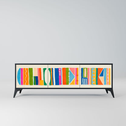 Mobile TV GEOMETRIC SHINE a 3 ante in finitura nera