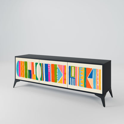 Mobile TV GEOMETRIC SHINE a 3 ante in finitura nera