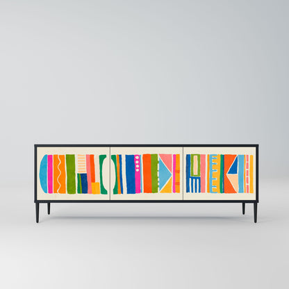Mobile TV GEOMETRIC SHINE a 3 ante in finitura nera