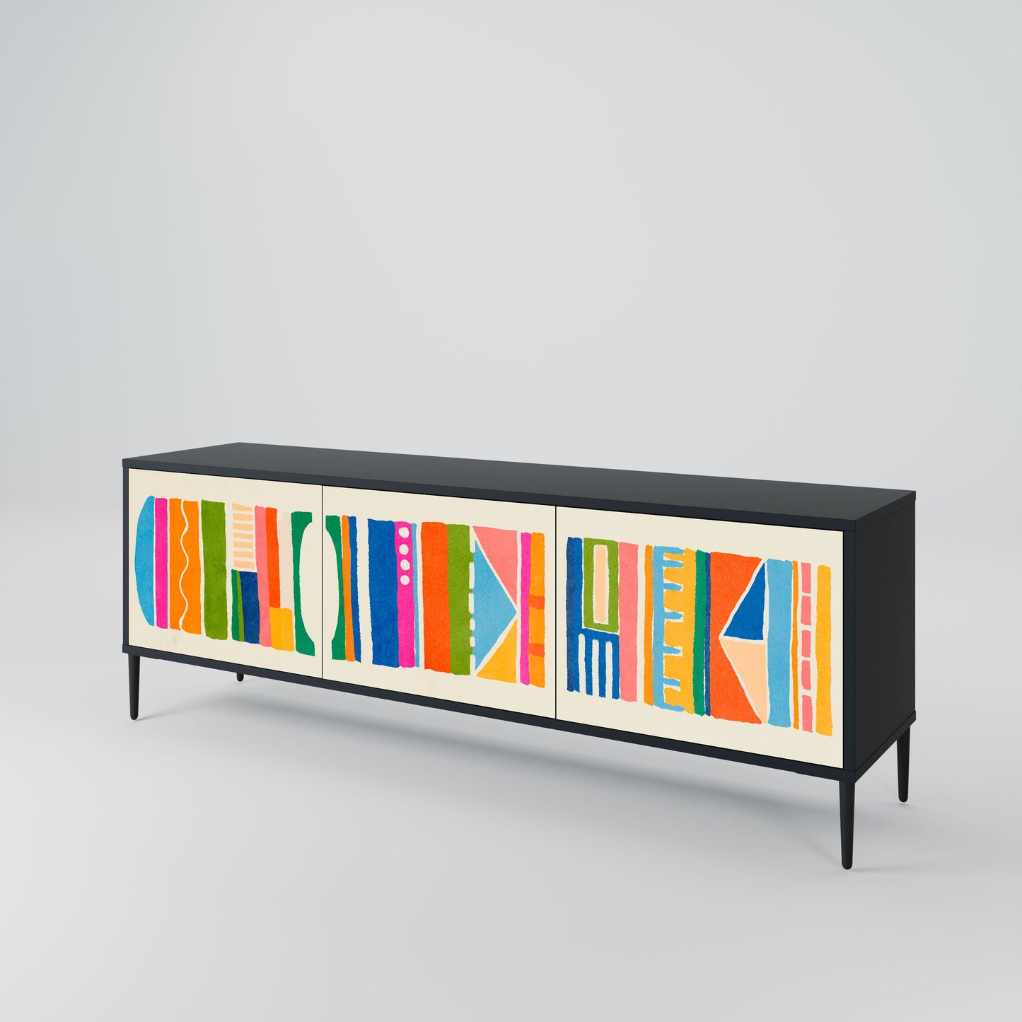 Mobile TV GEOMETRIC SHINE a 3 ante in finitura nera