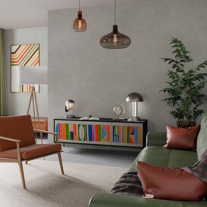 Mobile TV GEOMETRIC SHINE a 3 ante in finitura nera