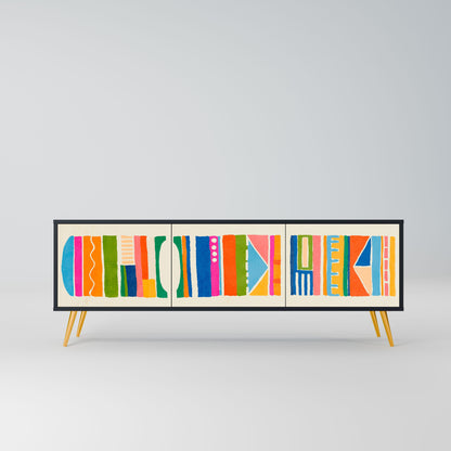 Mobile TV GEOMETRIC SHINE a 3 ante in finitura nera