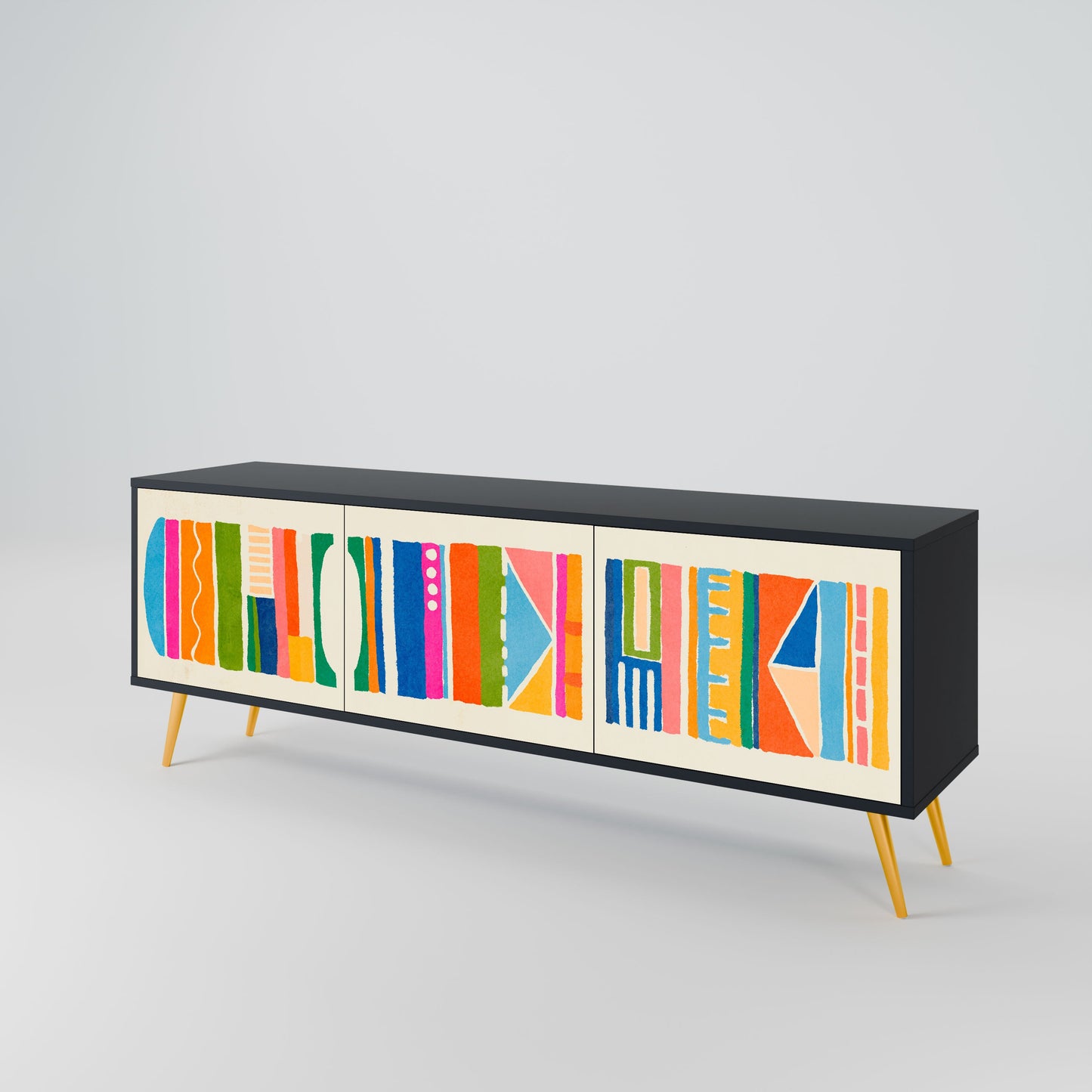 Mobile TV GEOMETRIC SHINE a 3 ante in finitura nera