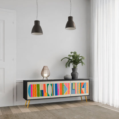Mobile TV GEOMETRIC SHINE a 3 ante in finitura nera