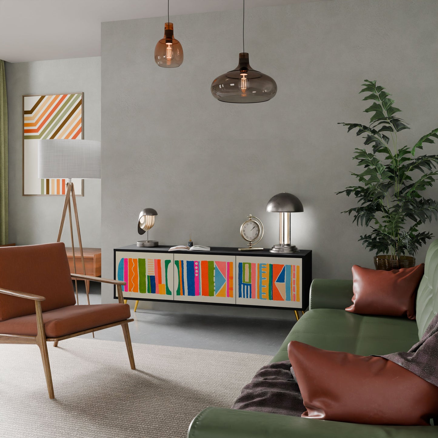 Mobile TV GEOMETRIC SHINE a 3 ante in finitura nera