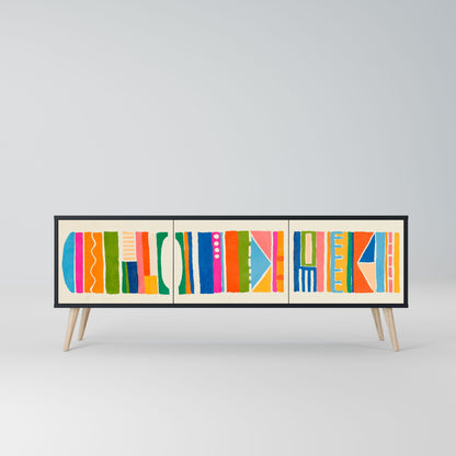 Mobile TV GEOMETRIC SHINE a 3 ante in finitura nera