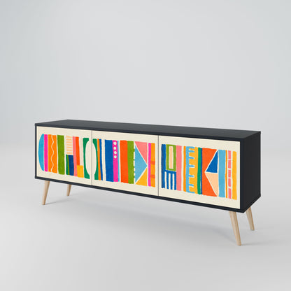 Mobile TV GEOMETRIC SHINE a 3 ante in finitura nera