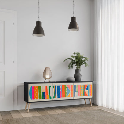 Mobile TV GEOMETRIC SHINE a 3 ante in finitura nera