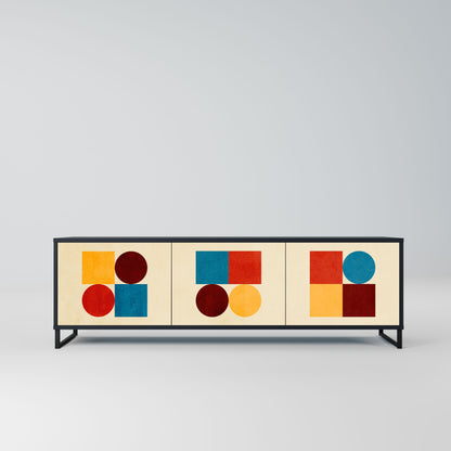 Mobile TV GEOMETRIC PUZZLE a 3 ante in finitura nera