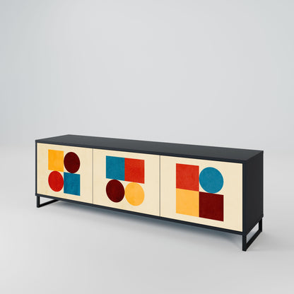 Mobile TV GEOMETRIC PUZZLE a 3 ante in finitura nera