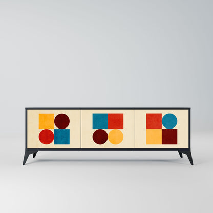 Mobile TV GEOMETRIC PUZZLE a 3 ante in finitura nera