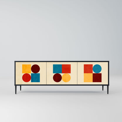 Mobile TV GEOMETRIC PUZZLE a 3 ante in finitura nera
