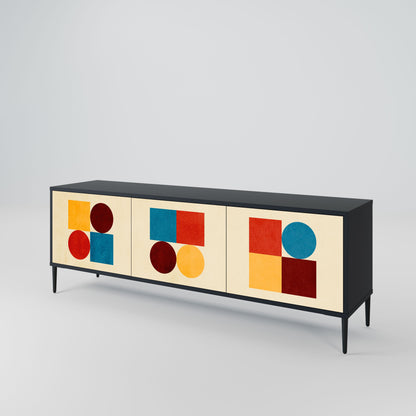 Mobile TV GEOMETRIC PUZZLE a 3 ante in finitura nera
