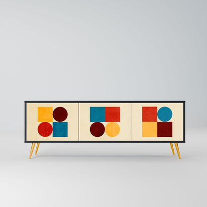 Mobile TV GEOMETRIC PUZZLE a 3 ante in finitura nera