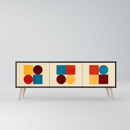 Mobile TV GEOMETRIC PUZZLE a 3 ante in finitura nera