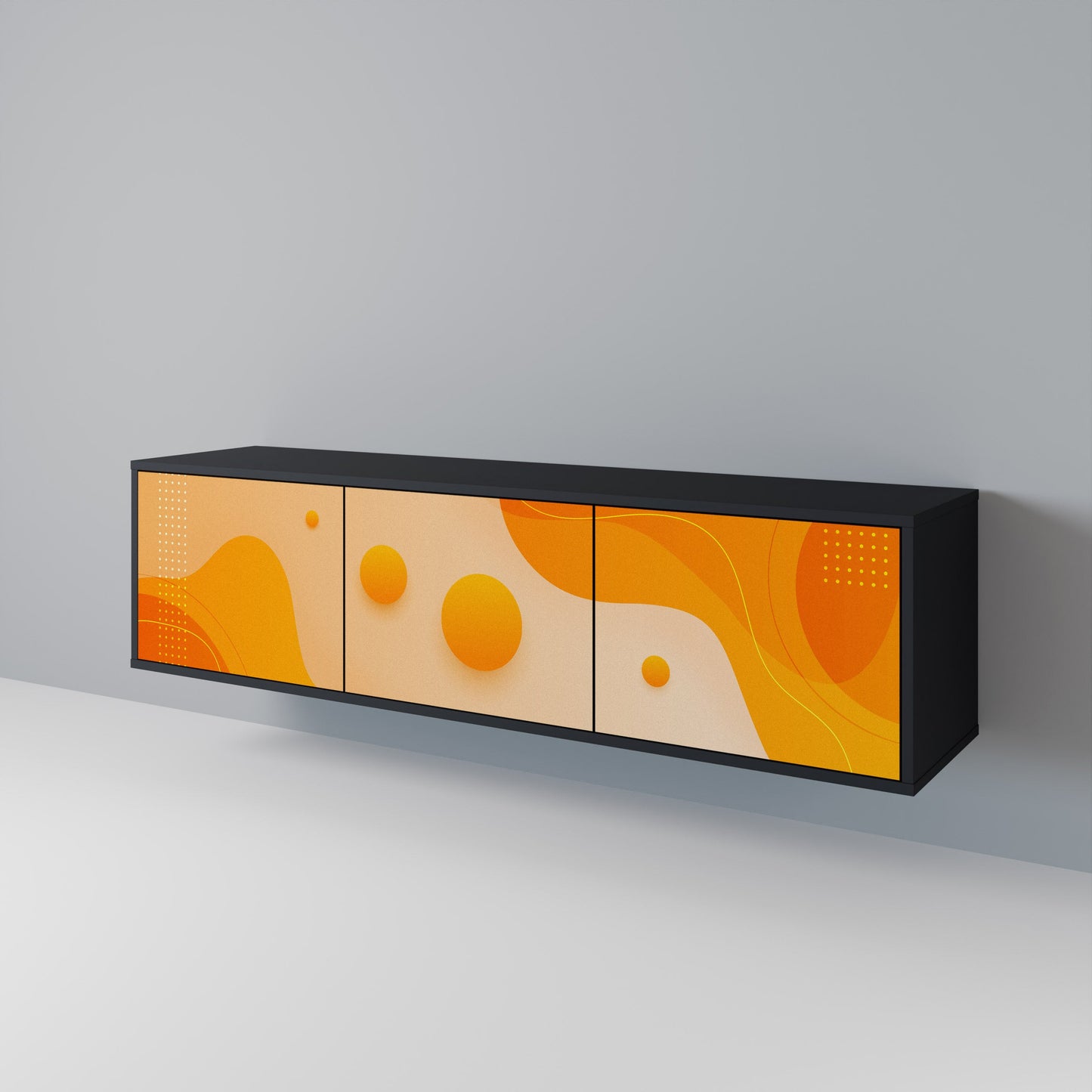 ORANGE ARRANGEMENT 3-Door TV Stand in Black Finish