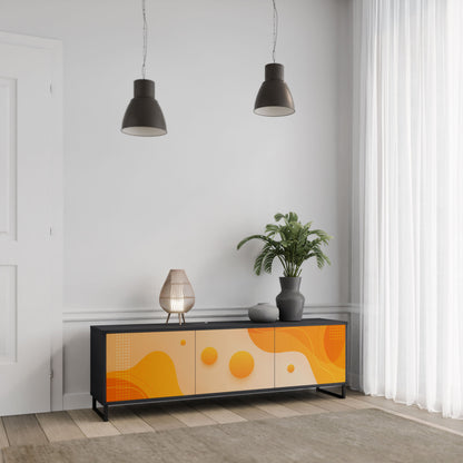 ORANGE ARRANGEMENT 3-Door TV Stand in Black Finish