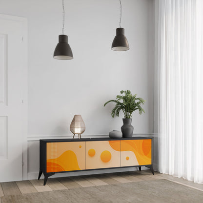 ORANGE ARRANGEMENT 3-Door TV Stand in Black Finish