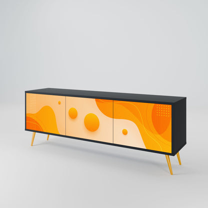 ORANGE ARRANGEMENT 3-Door TV Stand in Black Finish