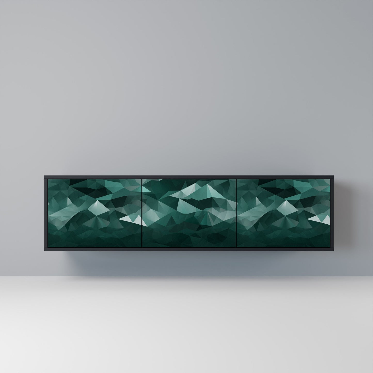 Mobile TV POLYGONAL FLOATING a 3 ante con finitura nera